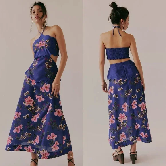 NWT Free People Agua Bendita Jamie Floral Tropical Maxi Dress