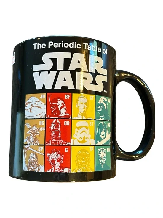 NEW Star Wars 'Periodic Table' Ceramic Mug - Black with Multicolor Graphics