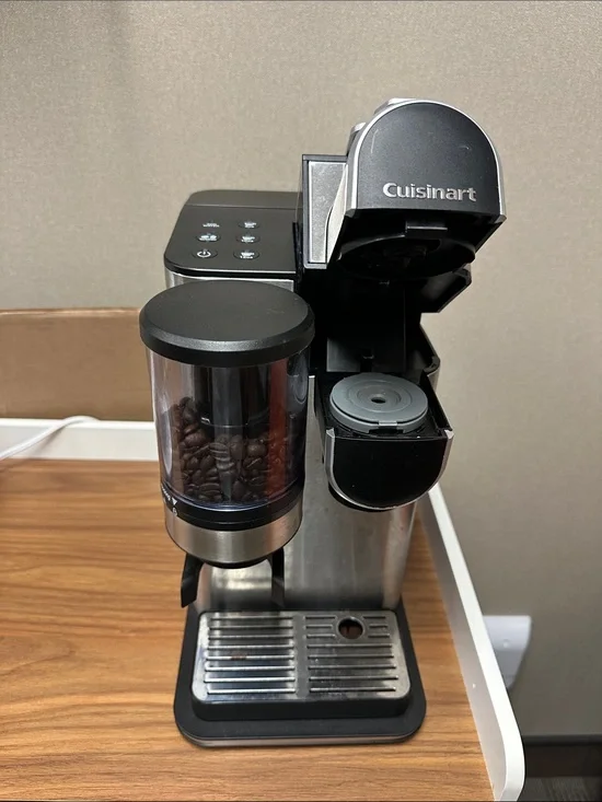 Cuisinart Black and Silver Single-Serve Espresso Maker with Grinder