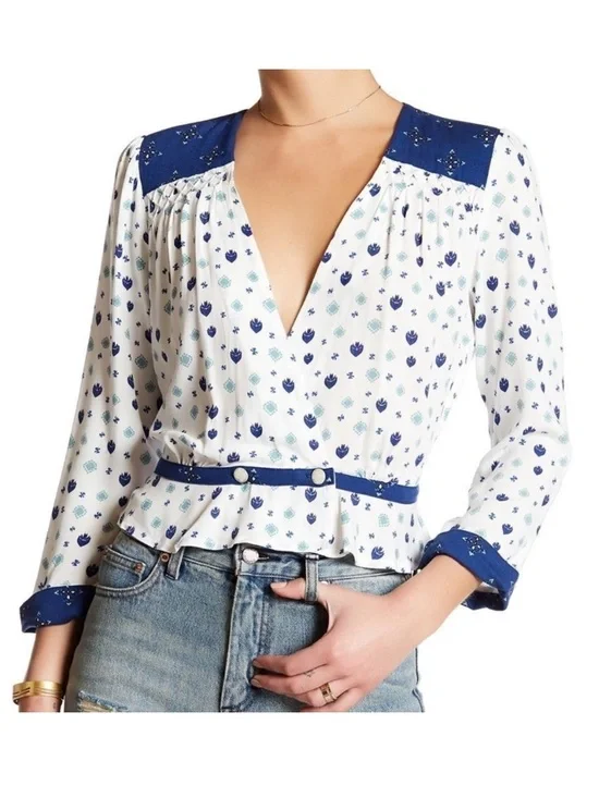 FREE PEOPLE Where We Roam Surplice Top S