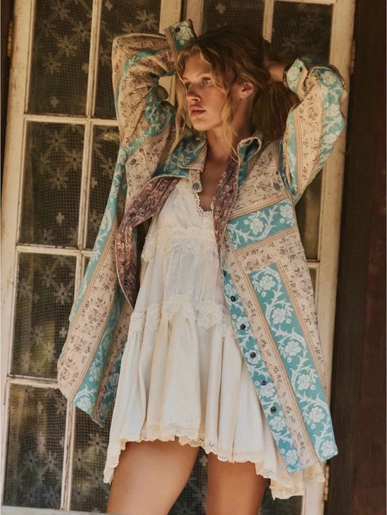 Free People Wonderland fog Jacquard Shirt