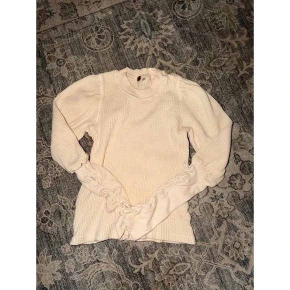 Free People One Wesley Thermal Long Sleeve Top Ivory
