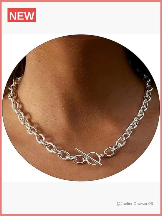 Dainty Gold Chain Toggle Clasp Necklace Pearl Cuban Curb Coin Pendant