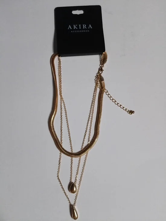 AKIRA Gold Layered Teardrop Necklace