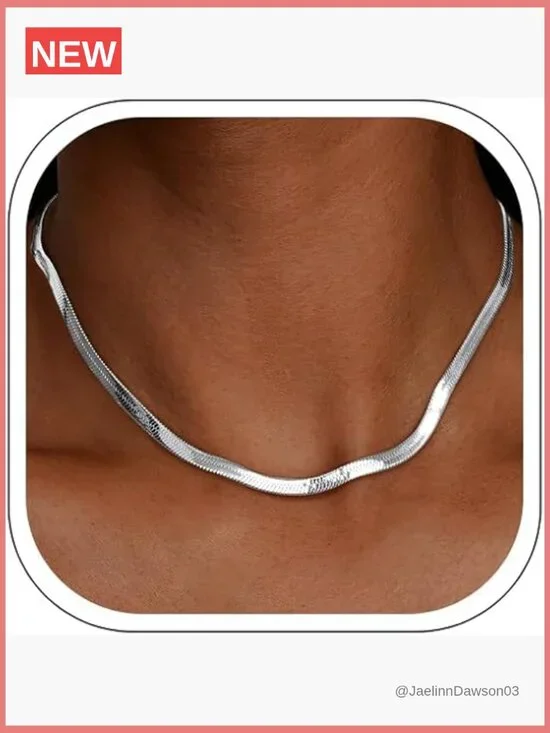 Herringbone Chain Necklace 16-24 Inch 3mm 4mm 5mm Flat Snake Chain Layered