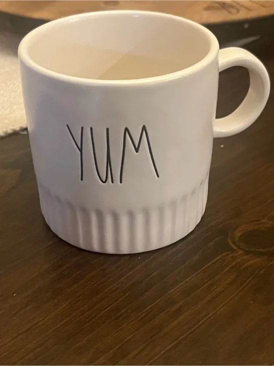 Rae Dunn YUM White Ceramic Mug with Handle