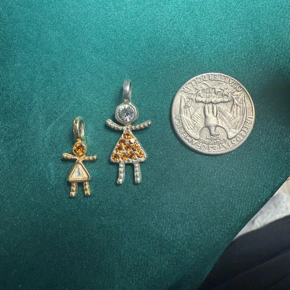 2 Gold And Silver‎ Tones November Birth stone Girl Pendants