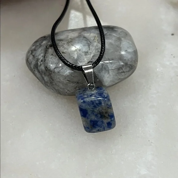 Sodalite Gemstone Polished Shaped Pendant Necklace