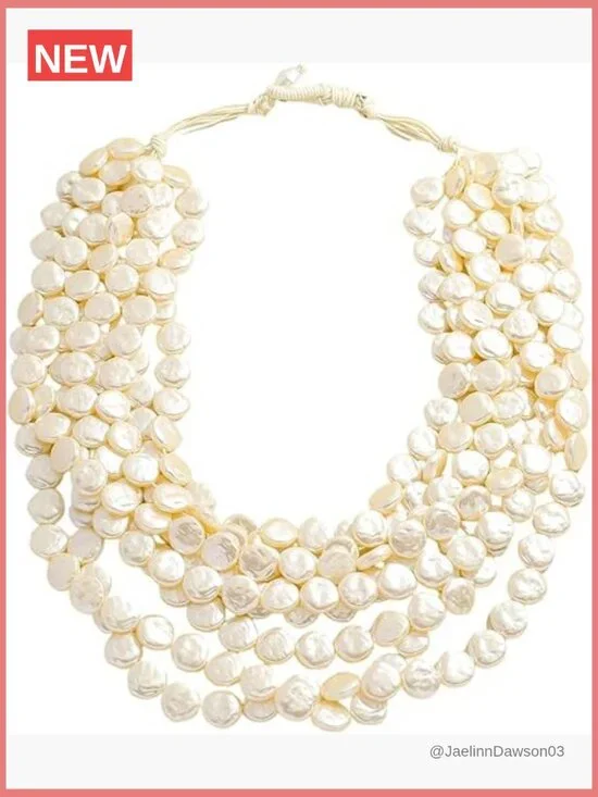 Multi Strand Chunky Pearl Bib Statement Choker Necklace for Women