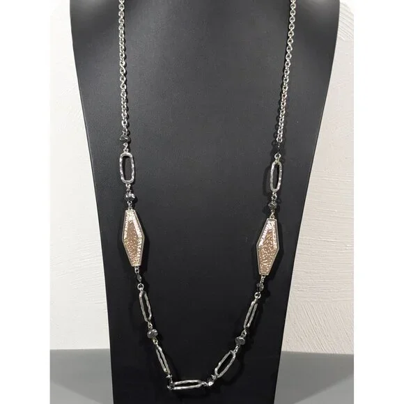 Boho Western‎ Two Tone Oval Chain Link Long Layering Necklace 39