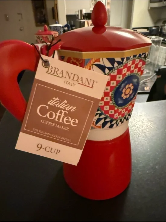 NWT Brandani Red Italian Coffee Maker - 9-Cup