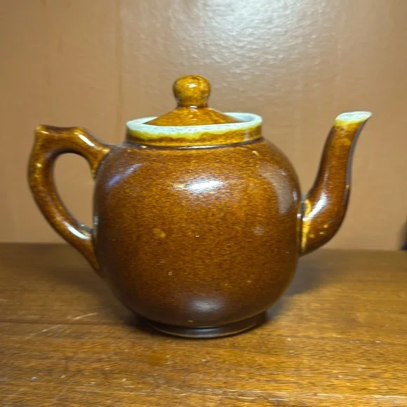Antique Star Stoneware  Pottery Teapot Brown Ohio