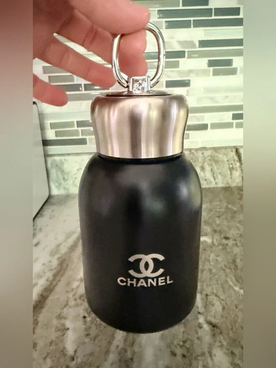Black & Silver Chanel/CC Mini Hot/Cold 300 ml Thermos NEW in Branded Box w Bag
