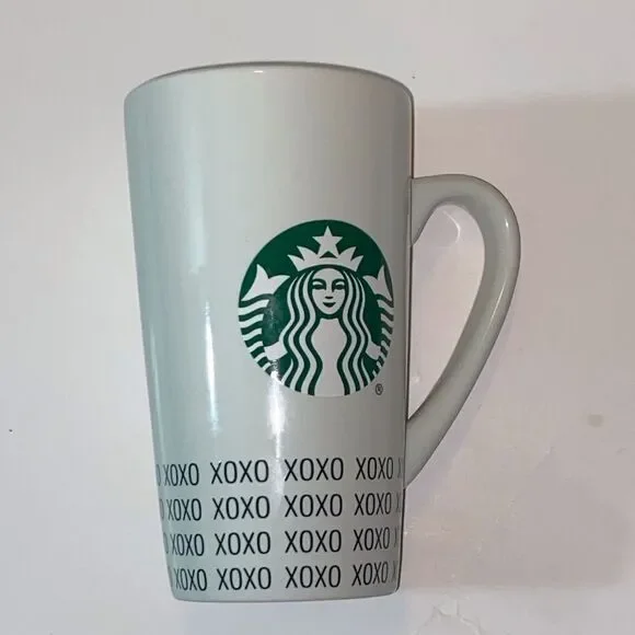Starbucks White Mug with Green Logo and XOXO Design