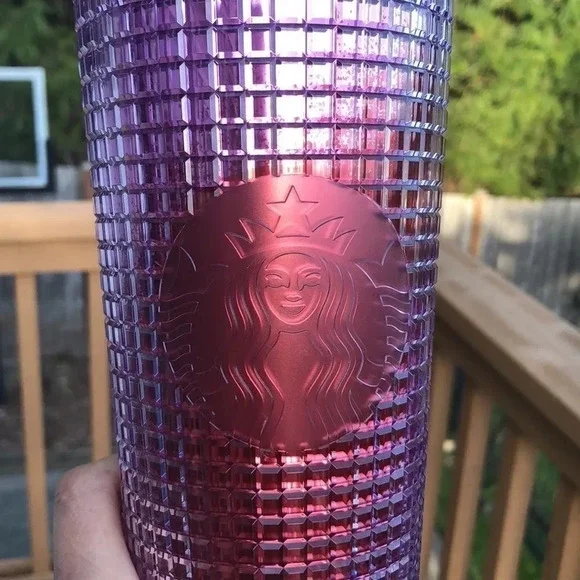STARBUCKS 2021 summer purple and pink grid tumbler