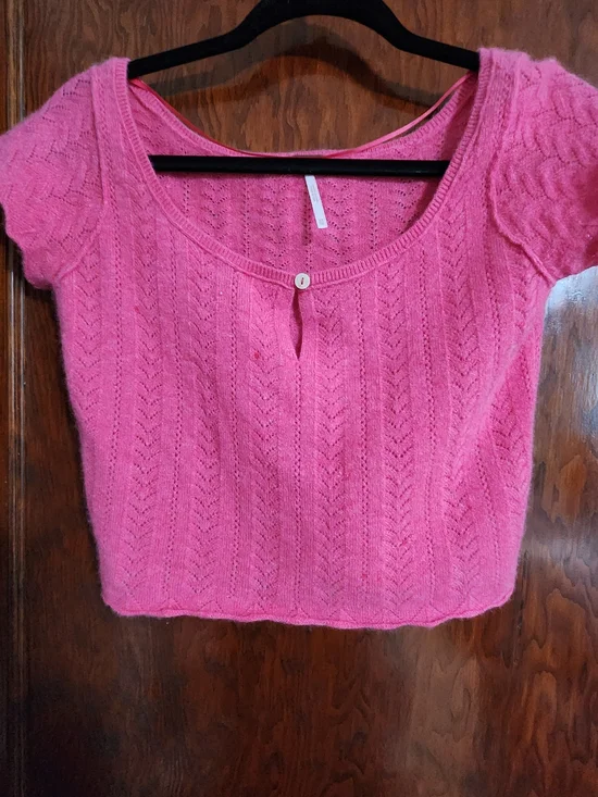✨ Free People Hera Cashmere Pointelle Calypso Pink Knit Crop Top