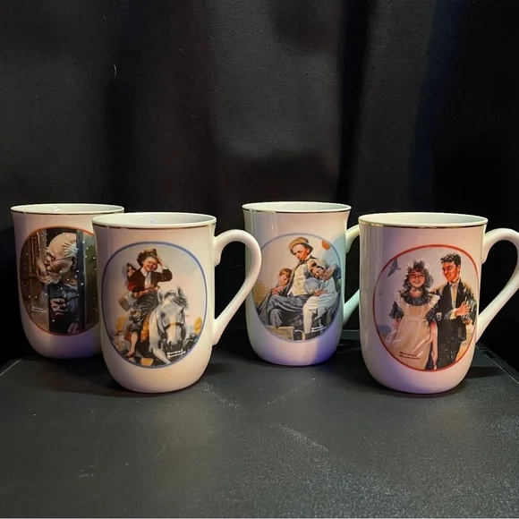 Norman Rockwell Coffee Mugs Set of 4