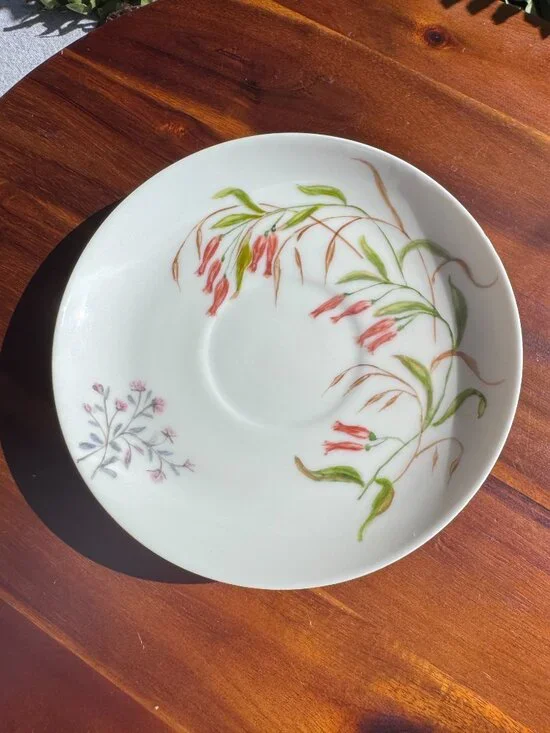 Antique CFH Limoges Porcelain Floral Saucers, French China