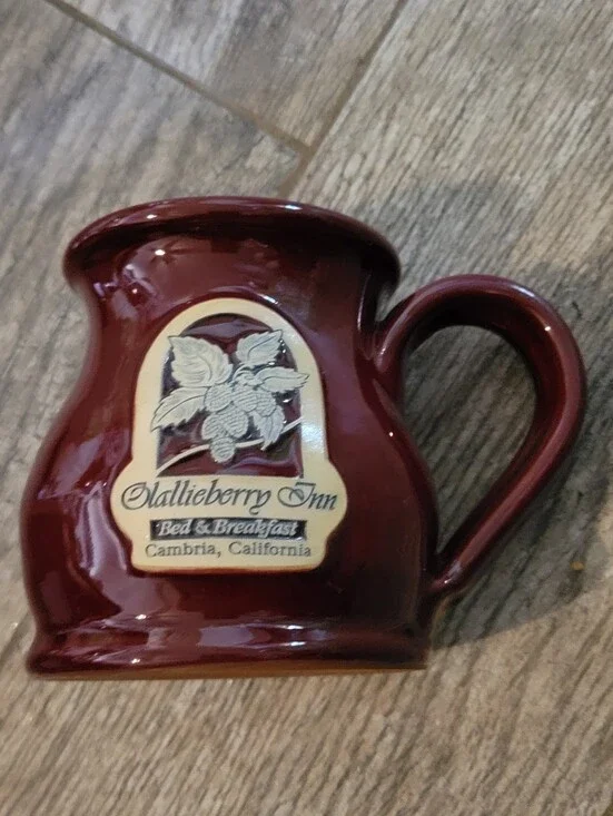 Deneen Pottery OLALLIEBERRY INN Cambria Calif Souvenir Round Belly Mug Handmade