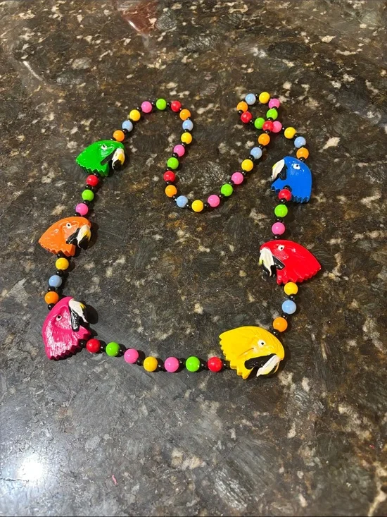 Colorful parrot wooden beaded necklace