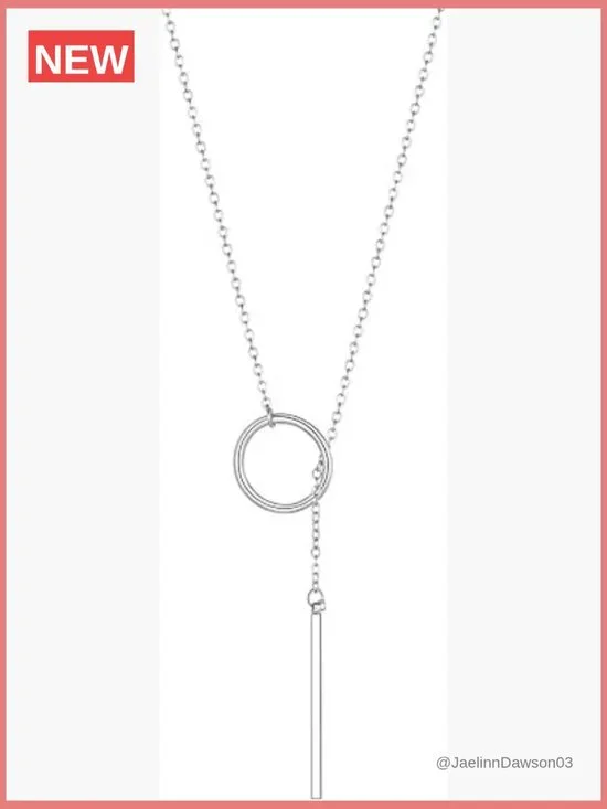 14K Gold Plated Long Y-Shaped Dainty Bar Pendant Necklace Set 28 inch