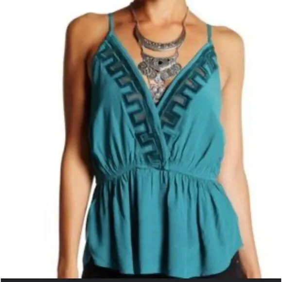 Free People | Peplum Curtain Style Tank Top Green Size XS