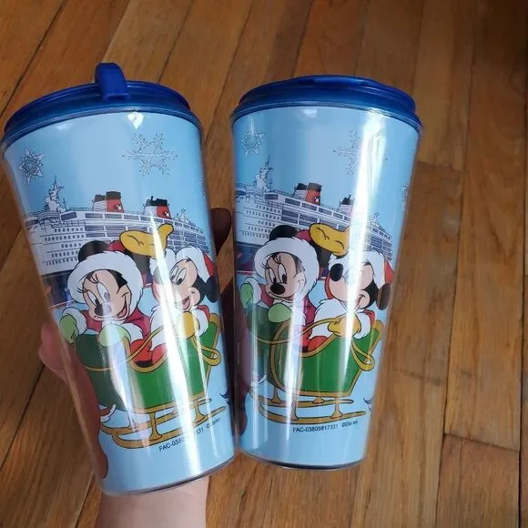 Disney cruise‎ line Mickey Minnie winter themed travel coffee mugs set of…