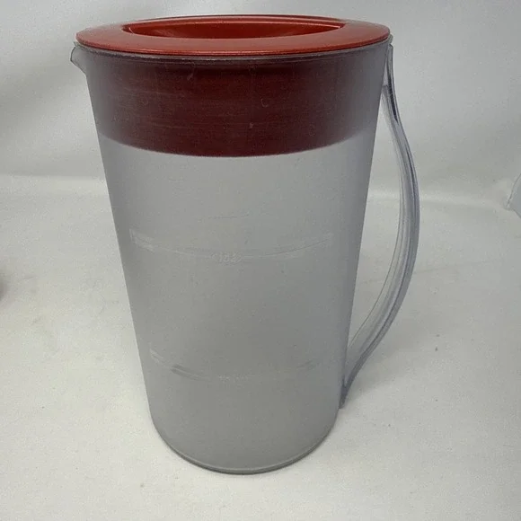 Mr Coffee Iced Tea Maker  TM1 Replacement 2 Quart Pitcher Red Lid Frosted