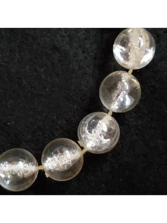 Vintage Bubble Bead Necklace Clear Lucite Opera Flapper 48