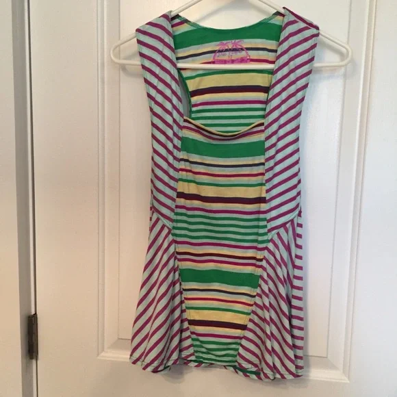 FREE PEOPLE TOP TANK SLEEVELESS BLUE PURPLE GREEN STRIPED Size XS