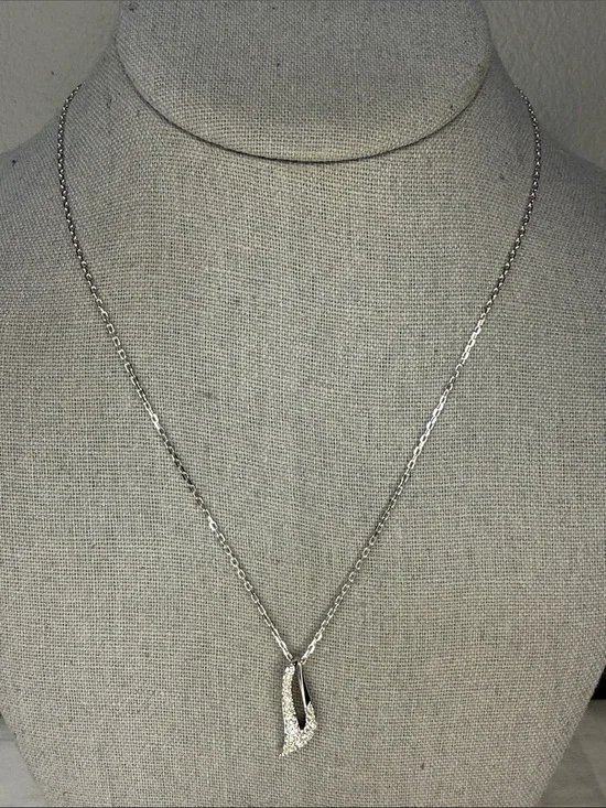 Swarovski Crystal Pavé Drop Pendant Necklace Silver Tone 18
