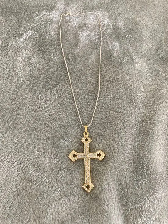 Silver and gold cross pendant necklace