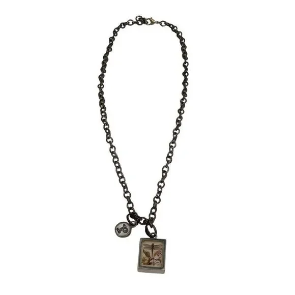 Initial “P” typewriter dragonfly necklace