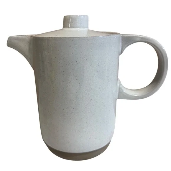Midwinter Stoneware Coffee Pot Made in England Speckled Cream Mid Century Modern
