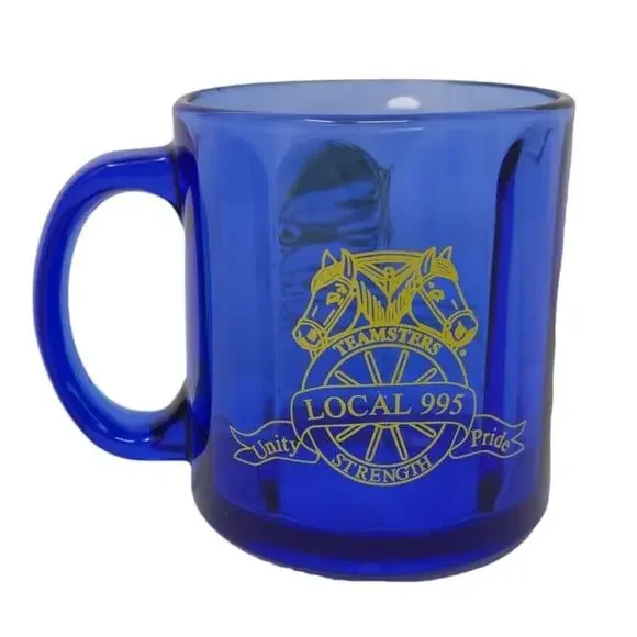 International Brotherhood Of Teamsters Union Local #995 Blue Glass Mug‎ USA Made