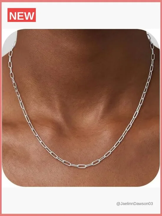 925 Sterling Silver Paperclip Chain Necklace 16-22 Inch