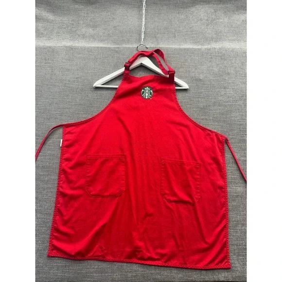 Starbucks Coffee Barista Apron‎ Unisex Red Cotton Holiday Christmas Siren Logo
