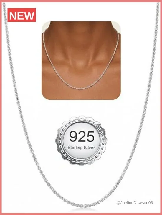 1.5mm-2.5mm Sterling Silver Rope Chain Necklace 16-24 Inch