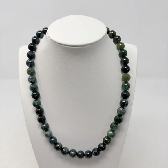 Shop LC Green Dragon Blood Jasper Beaded‎ Necklace in Sterling Silver 18