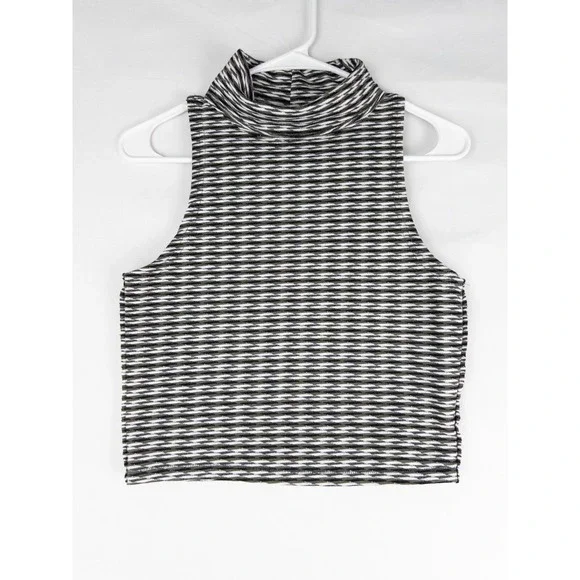 Free People Turtleneck Blouse Top Womens Small‎ Zebra Sleeveless Pullover Boho