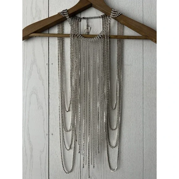 Vintage Y2K Express Rhinestone Collar Body Necklace Top NWT MSRP $300 New