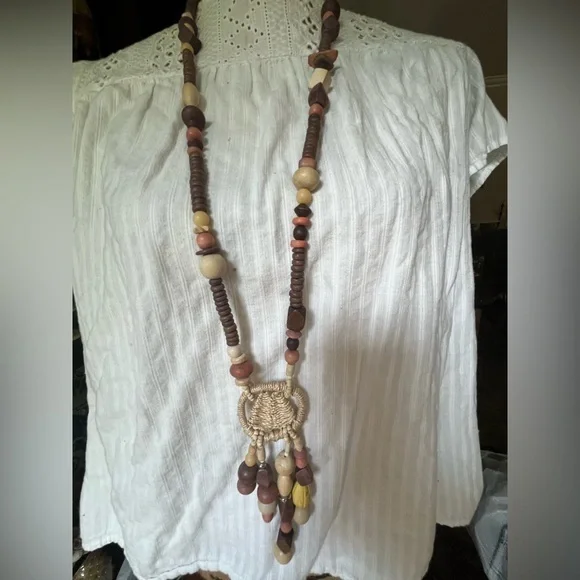 Handcrafted Wooden Bead Necklace boho style