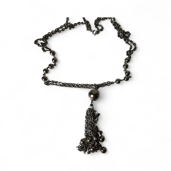 Elegant Silver Necklace with Tassel