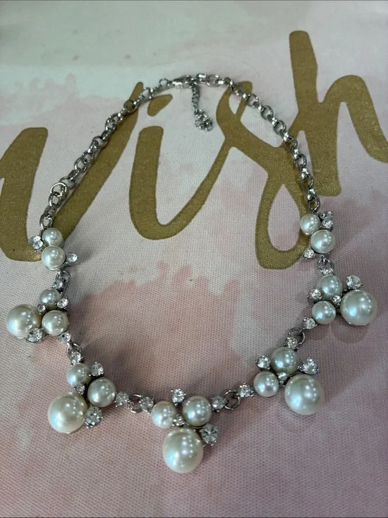 Pearl Cluster Statement Necklace - White
