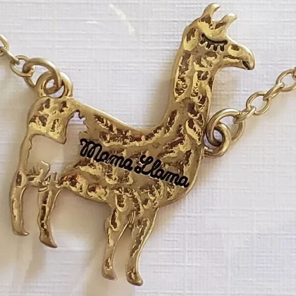 Goldtone Mama Llama Necklace