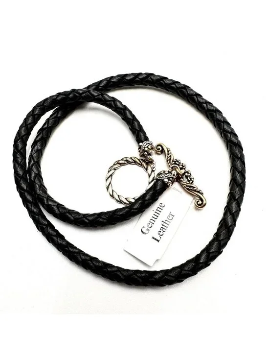 Carolyn Pollack Black Leather Sterling Silver 18