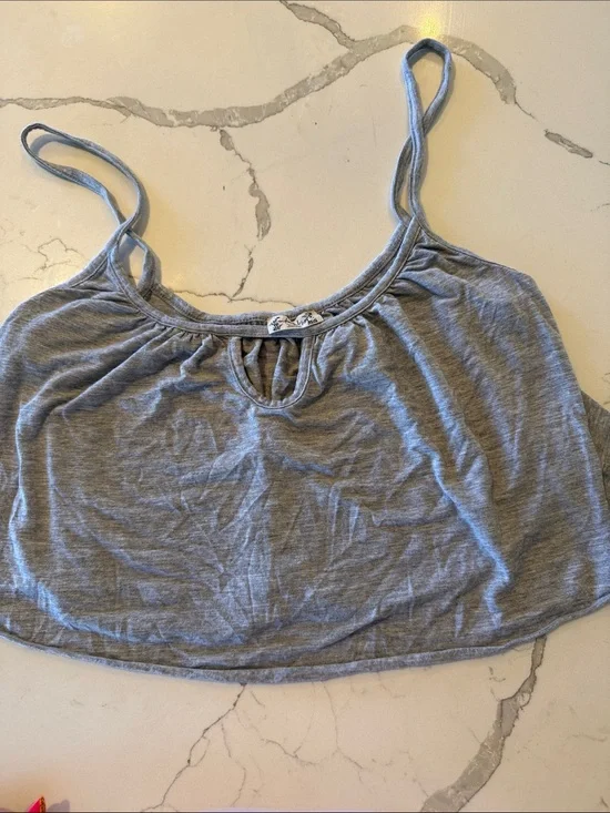 Free People Grey Spaghetti Strap Crop Camisole
