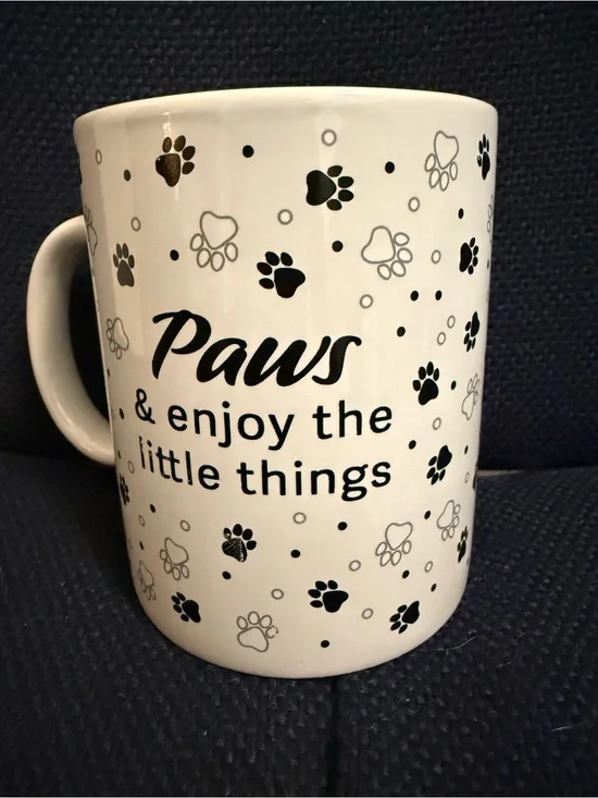 Paws & Enjoy the Little Things White Ceramic Coffee Mug