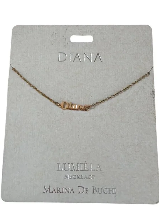 Marina De Buchi Script Name Necklace Diana Gold Tone Adj 15