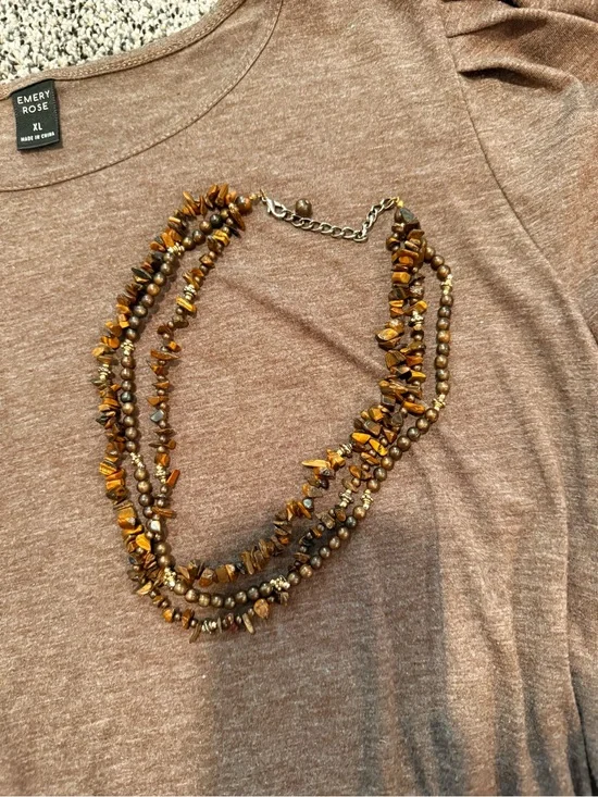 Brown Multi-Strand Tiger Eye Necklace
